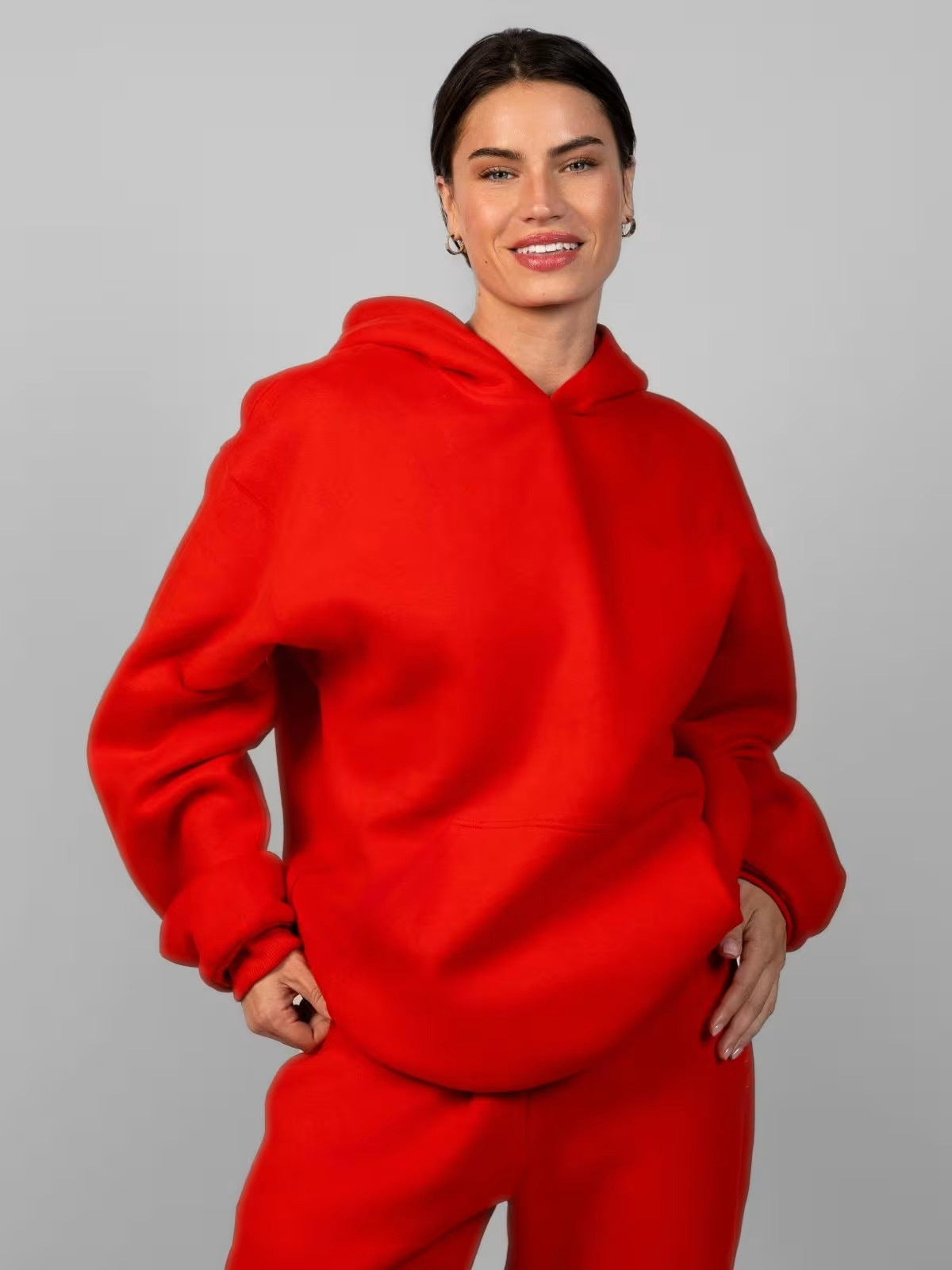 Sweat-shirt à capuche pour femme Coupe décontractée Oversize Poche kangourou