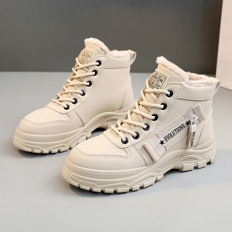 Bottes à la mode montantes en similicuir à plateforme
