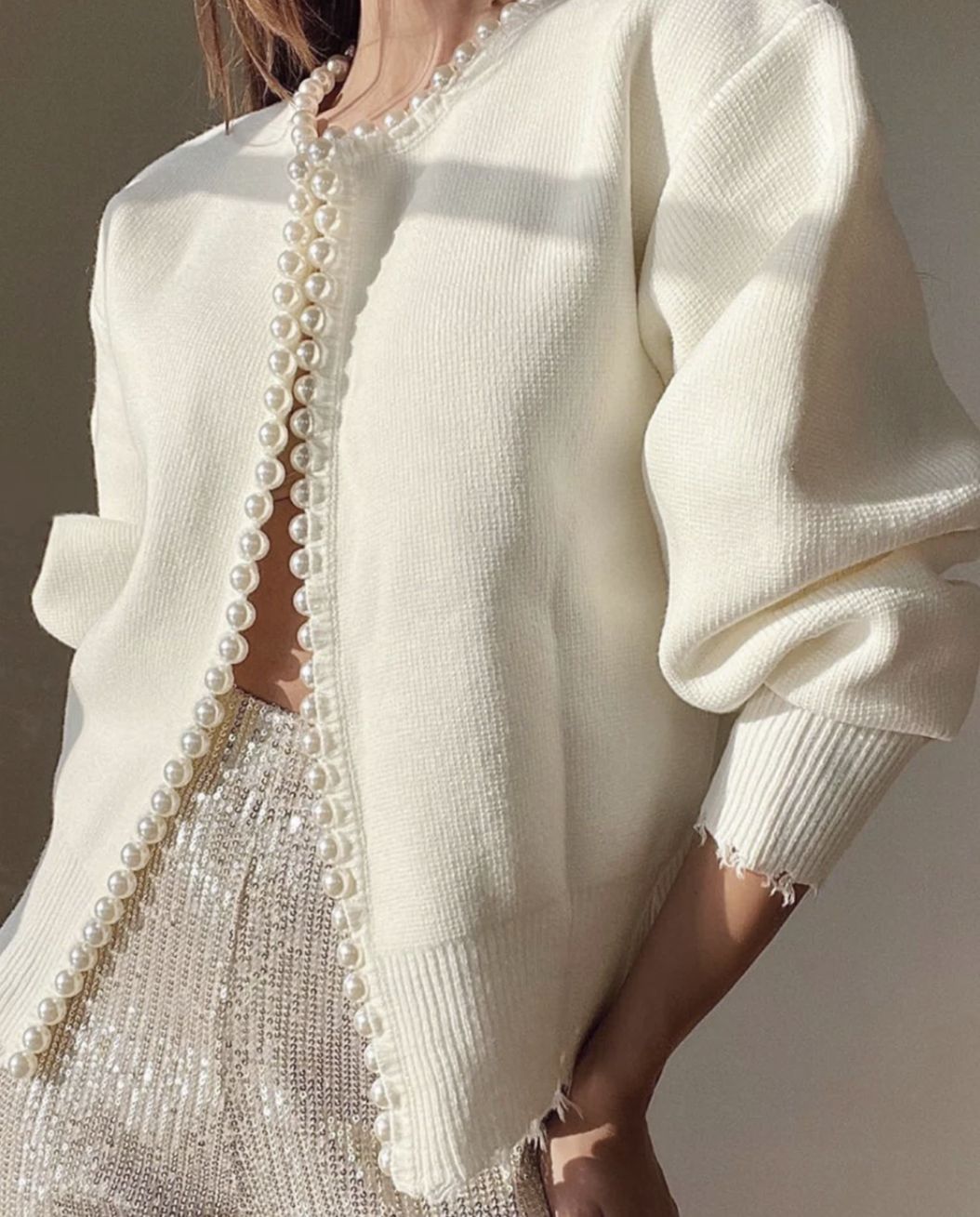 Gilet femme ouvert avec perles Design élégant