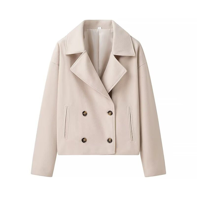 Veste en laine femme, double boutonnage, chic, vêtements d'hiver