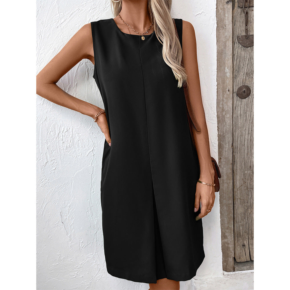 Robe d'été femme courte sans manches avec poches