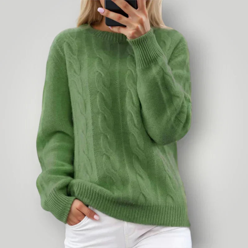 Pull tricoté doux à manches longues classique pour femmes