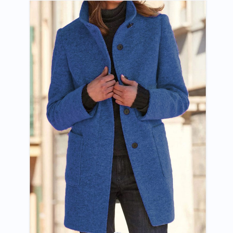 Veste en laine femme design classique élégant grandes poches
