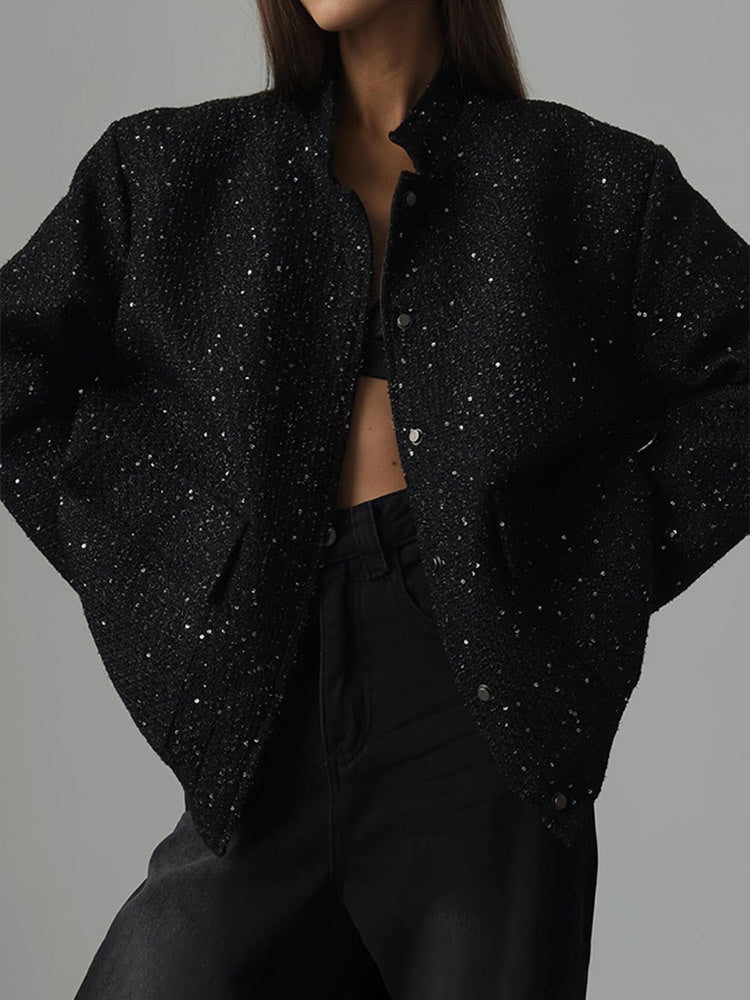 Veste pour femme glamour oversize effet pailleté