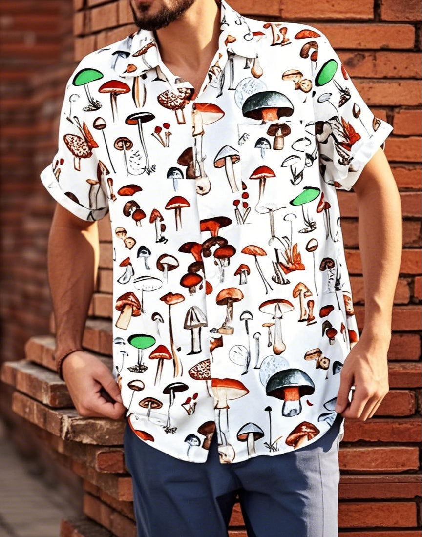 T-shirt homme été motif champignons respirant