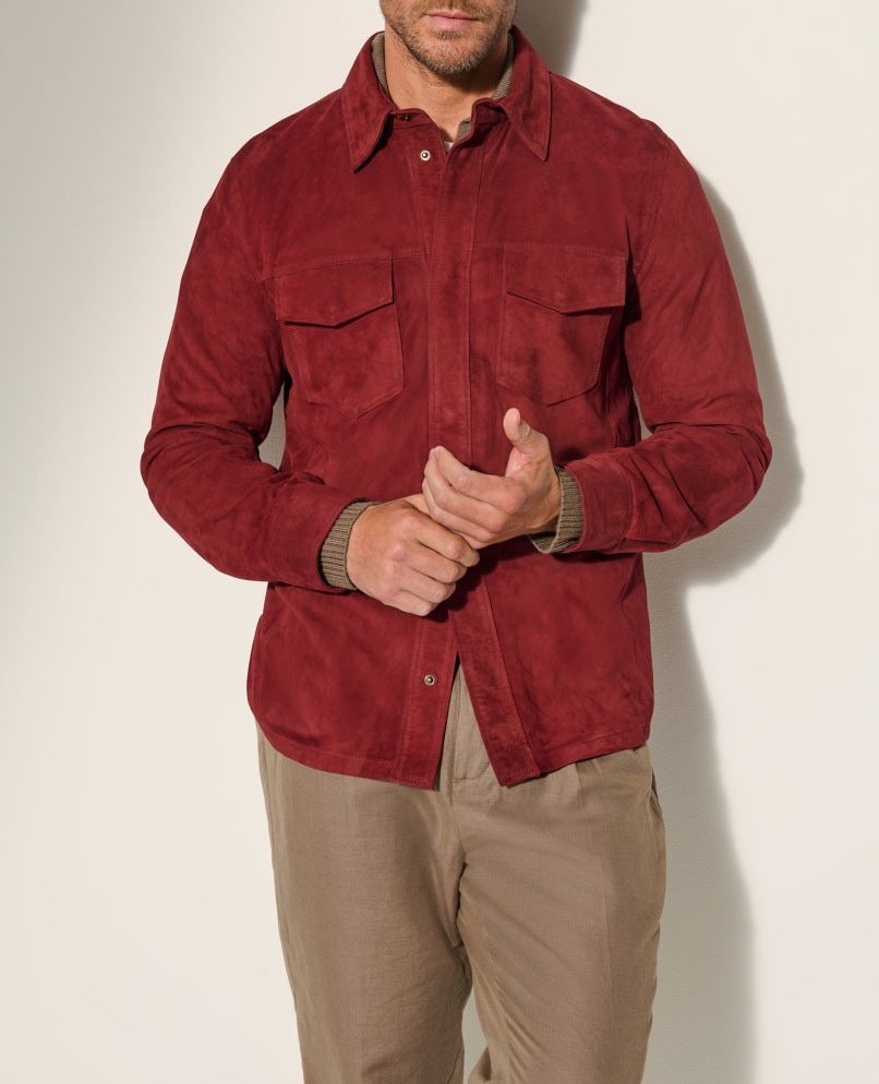 Blouson en cuir pour homme, classique, élégant, en daim
