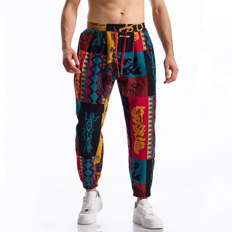 Pantalon de loisirs homme imprimé coloré élastique