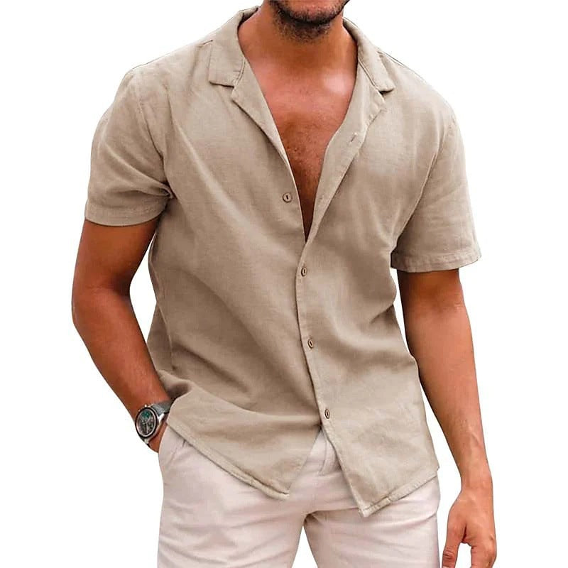 Chemise en lin homme été manches courtes légère