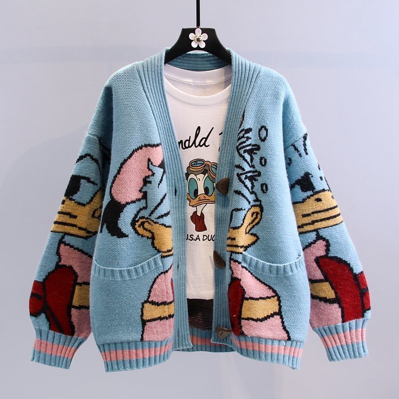 Cardigan femme motif dessin animé manches larges
