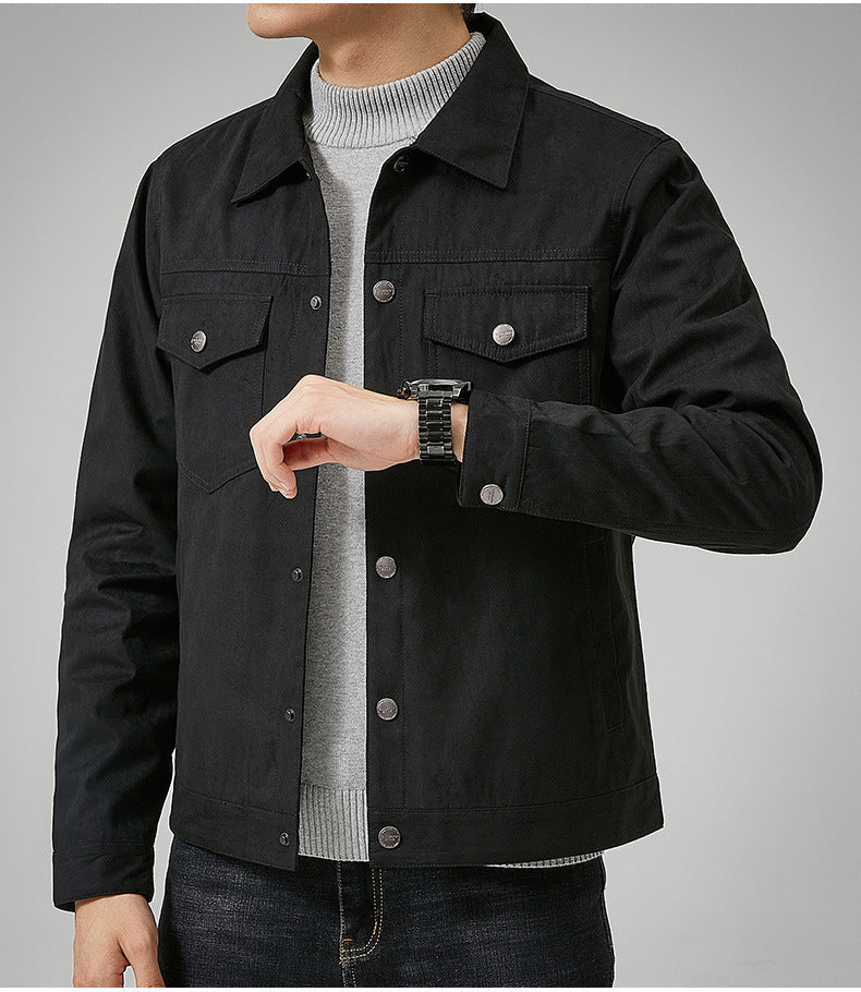 Veste homme simili cuir élégante à boutons et poche poitrine