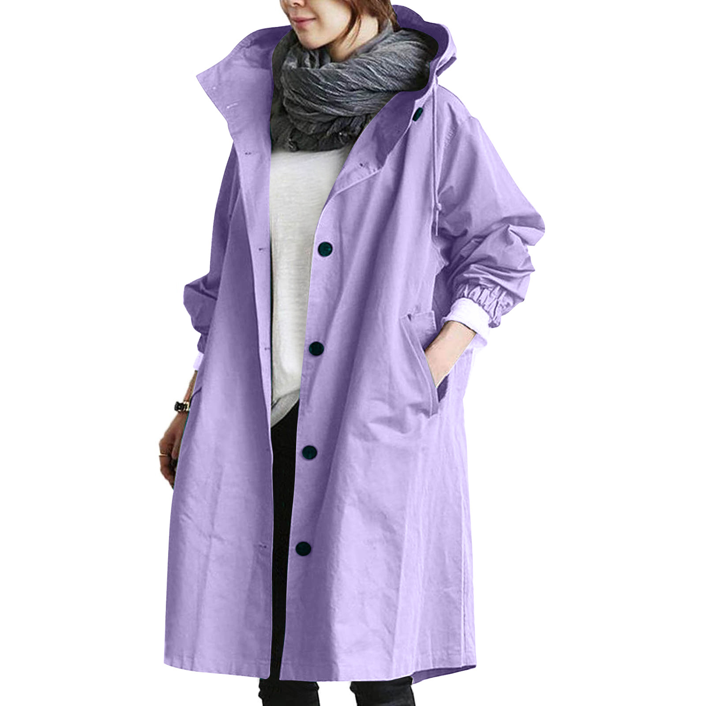 Manteau trench-coat oversize à capuche élégant pour femme