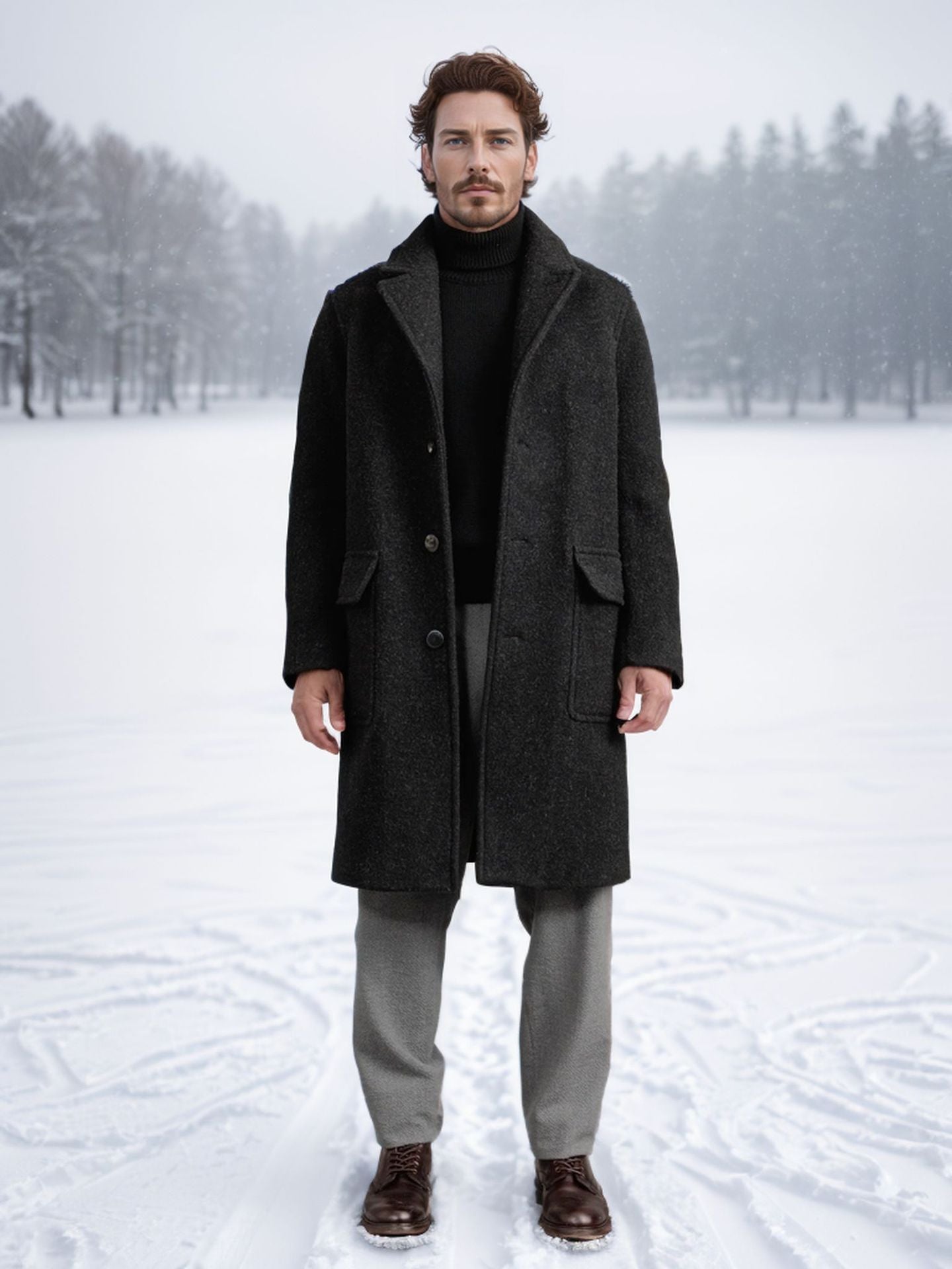 Manteau d'hiver homme élégant et chaud avec poches