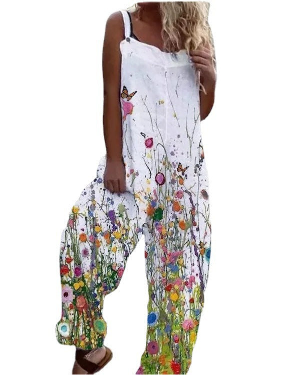 Combinaison femme motif floral élégante vêtement d'été