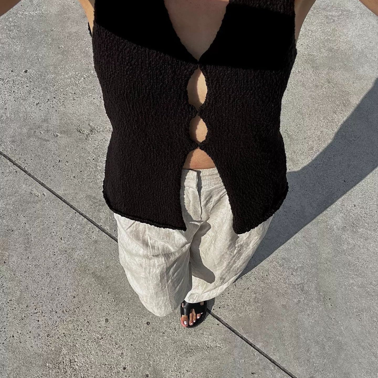 Gilet en tricot sans manches élégant pour femme