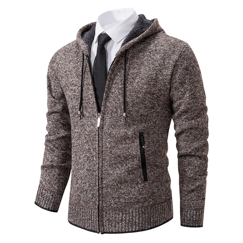 Cardigan à capuche homme doublé chaud hiver