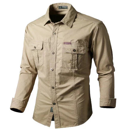 Chemise d'extérieur à manches longues avec poches poitrine fonctionnelles