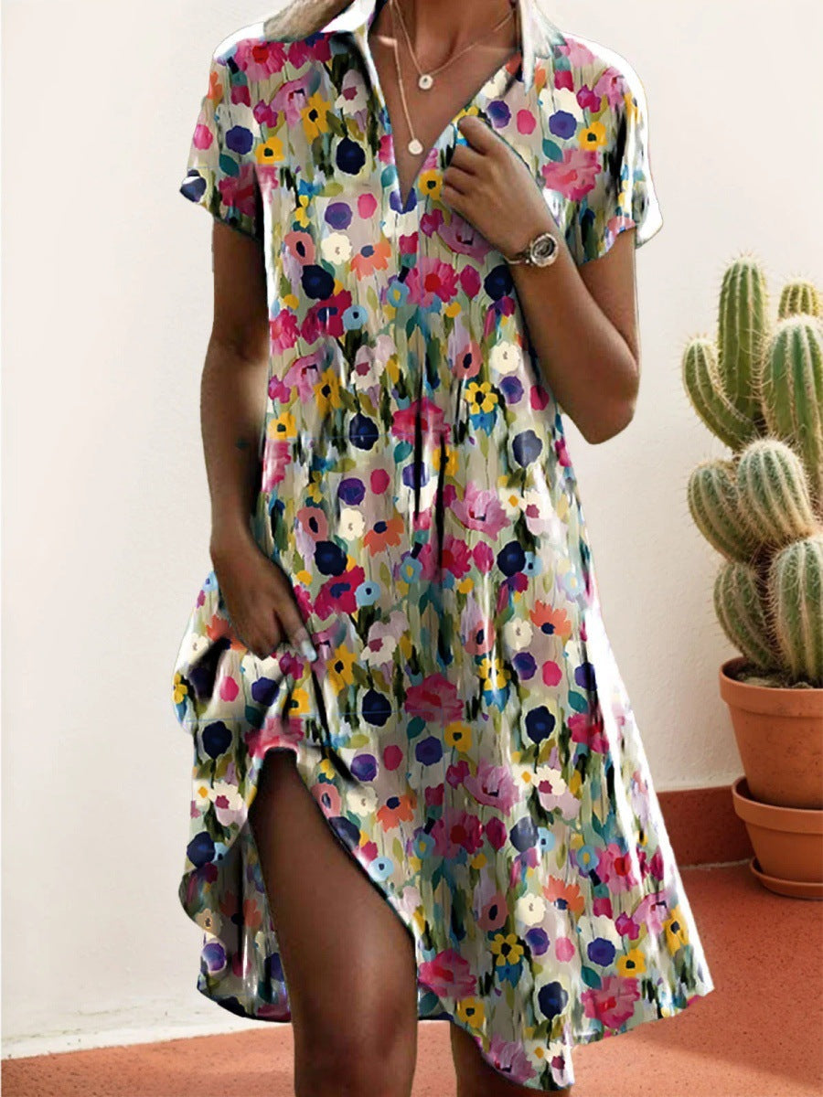 Robe d'été femme à motif floral coupe ample