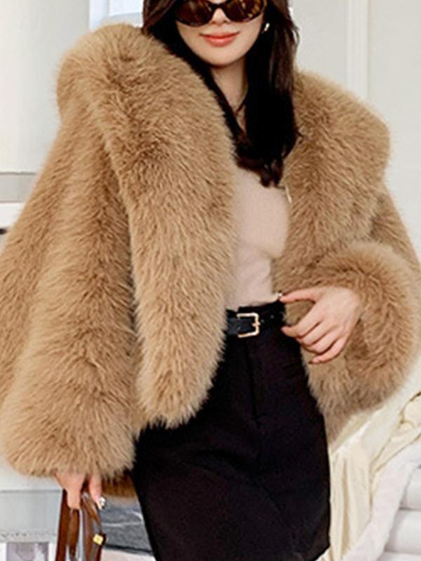 Veste de luxe en fausse fourrure pour femme avec capuche