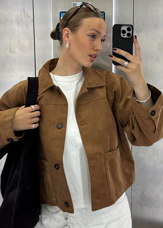 Stylische Cropped Lederjacke Modern - IdealeKleiden