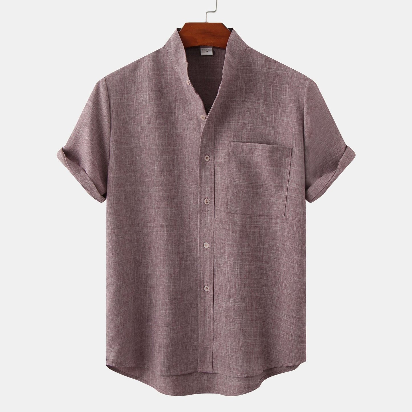 Chemise homme manches courtes col mao moderne