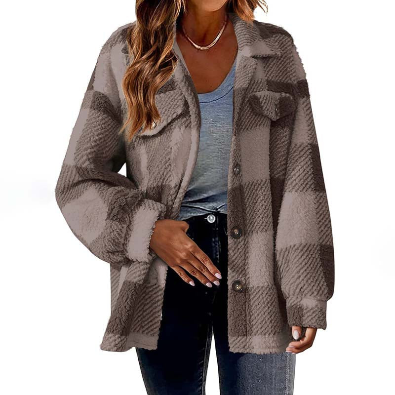 Manteau à carreaux élégant pour femme Hiver