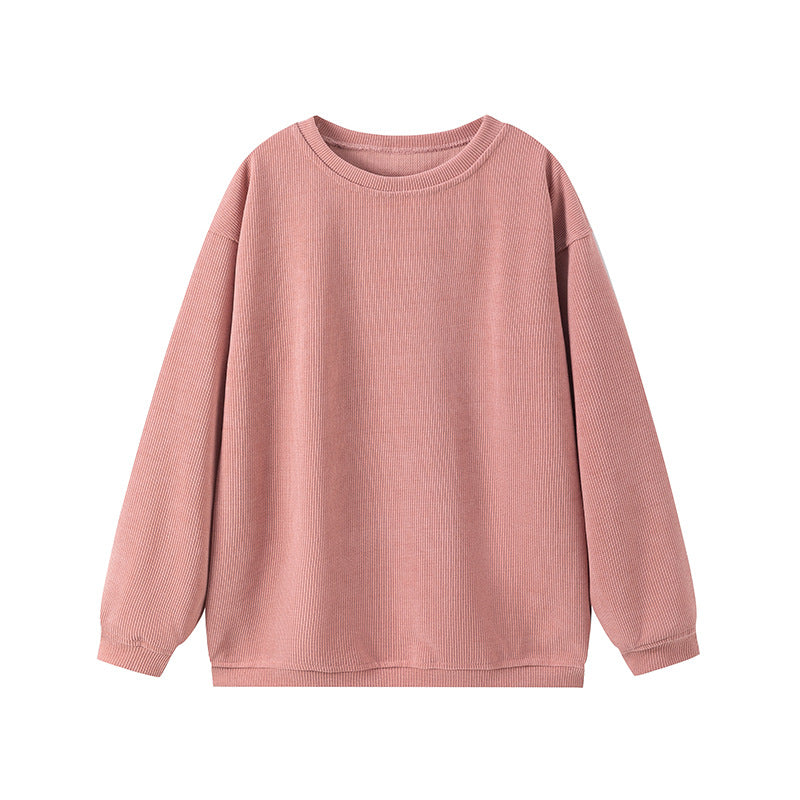 Robe maille côtelée Confortable Col rond Manches longues