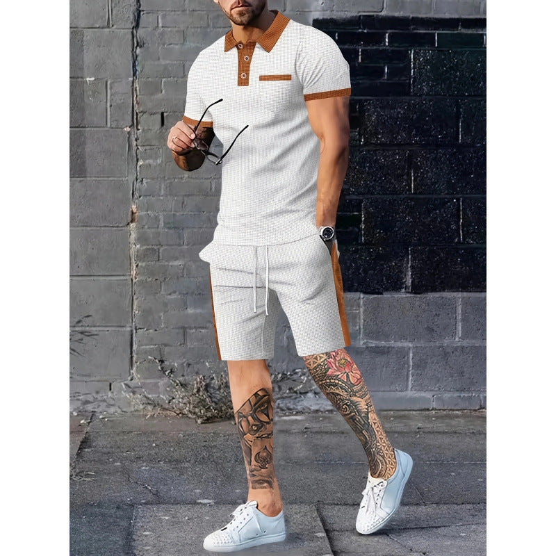 Ensemble polo et short homme design contrasté sportif