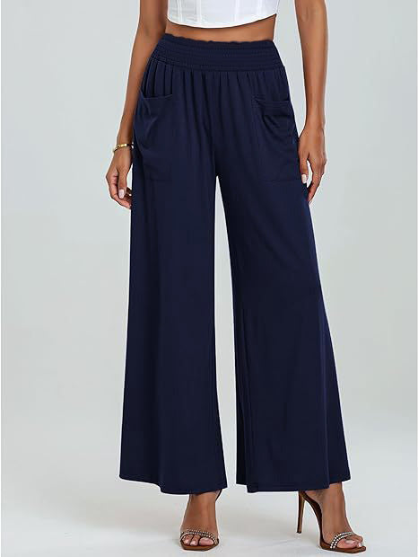 Pantalon Palazzo Femme Ample Confortable Élastique