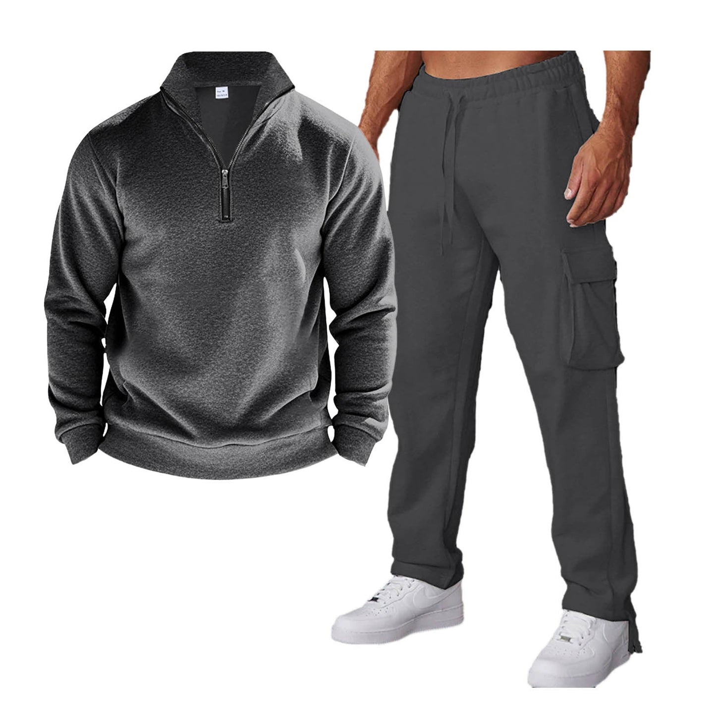 Survêtement de sport pour hommes Pratique Col zippé Poches latérales