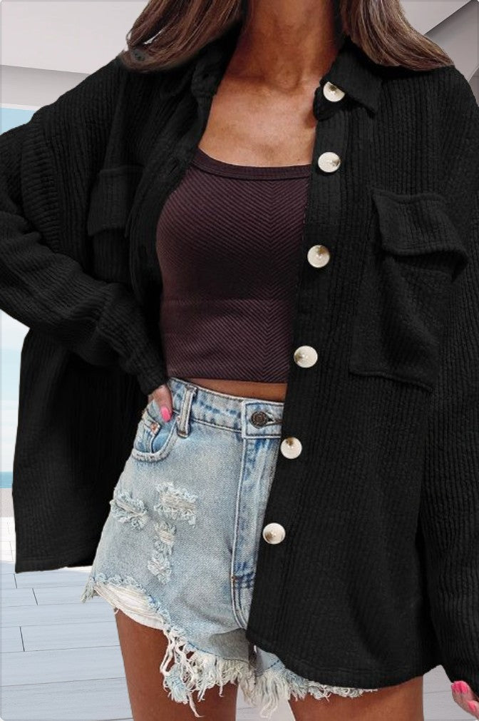 Chemisier oversize pour femme avec poches et motif texturé