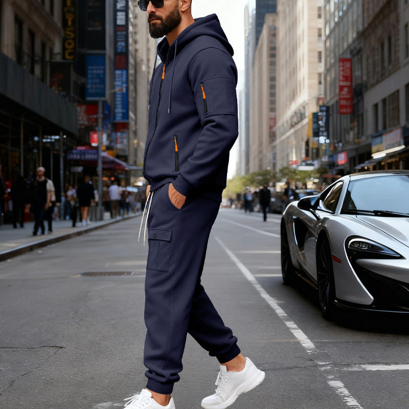 Survêtement de jogging pour homme, sportif, à capuche, avec poches