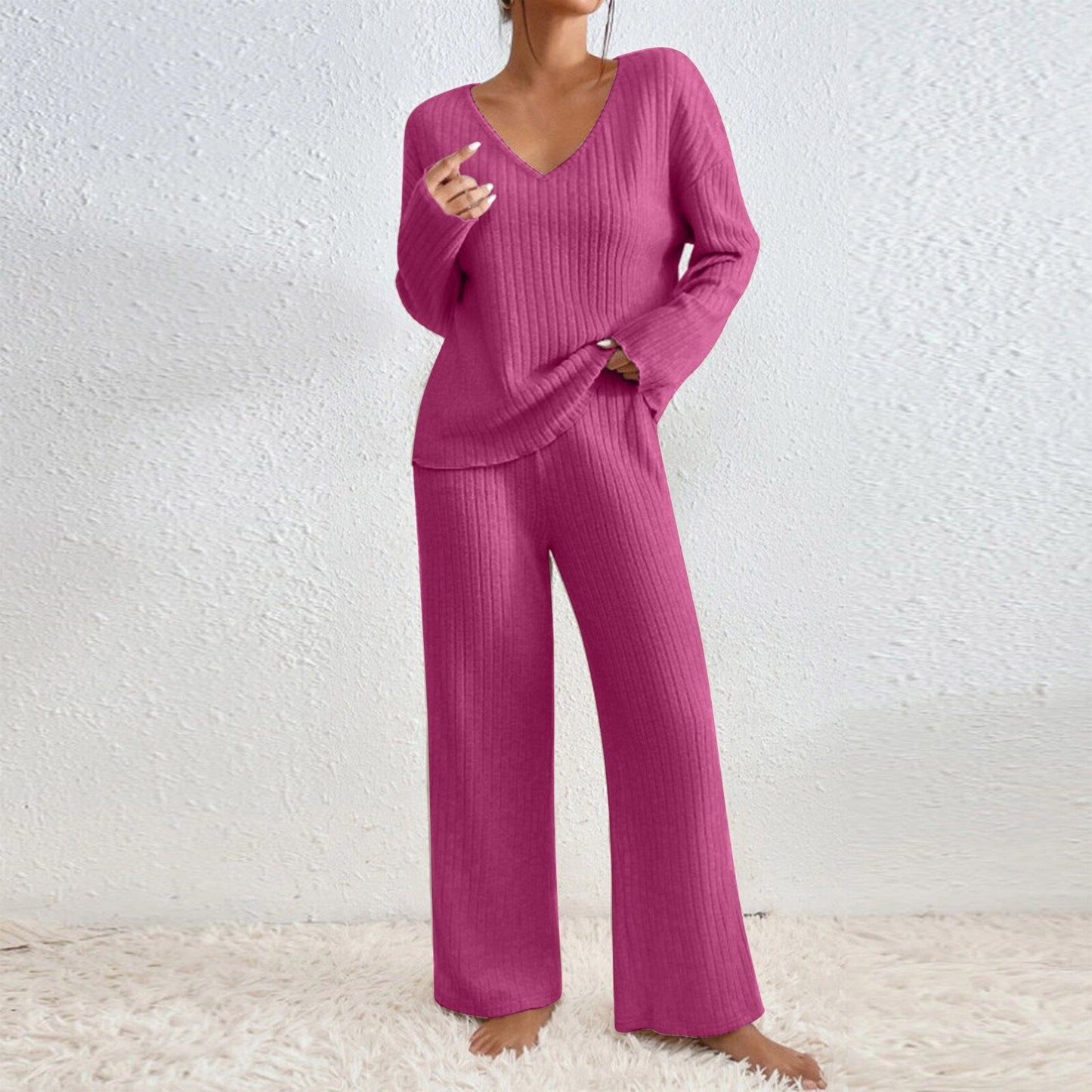 Ensemble de détente tricoté confortable pour femmes, design moderne