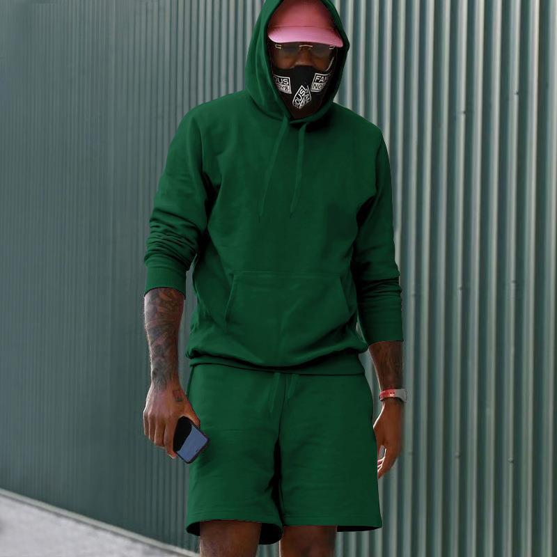 Ensemble de sport pour hommes, sweat à capuche, short, confortable