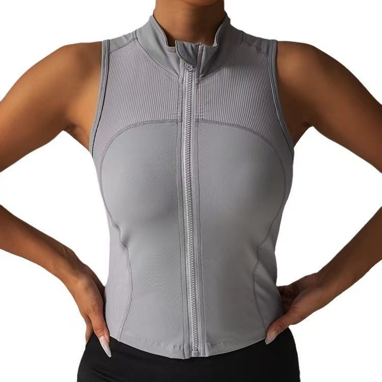 Haut de fitness élégant pour femme avec fermeture éclair