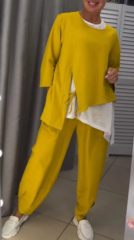 Ensemble deux pièces femme décontracté asymétrique tendance