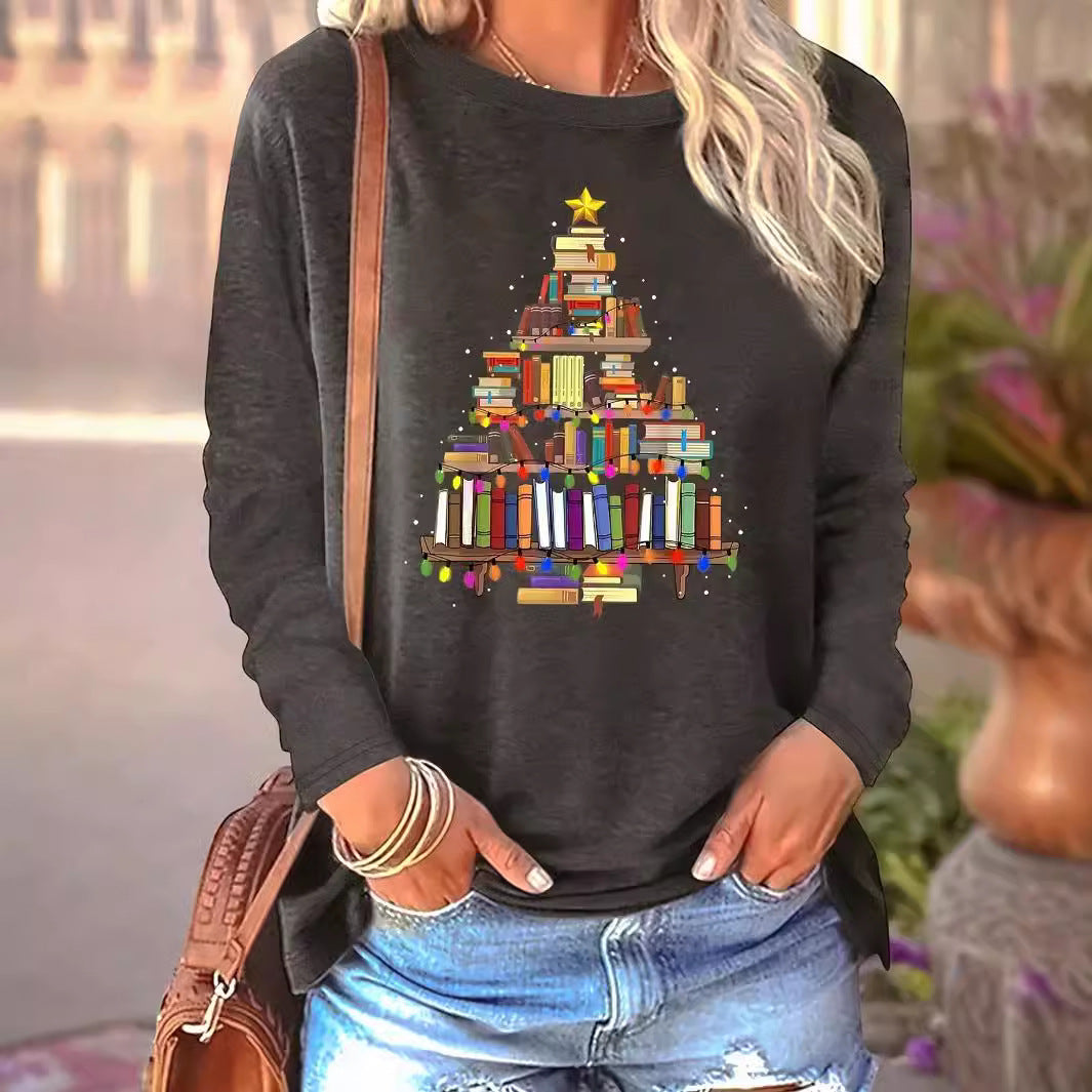 Damen Pullover Langarm Festlich Bücher-Design - IdealeKleiden