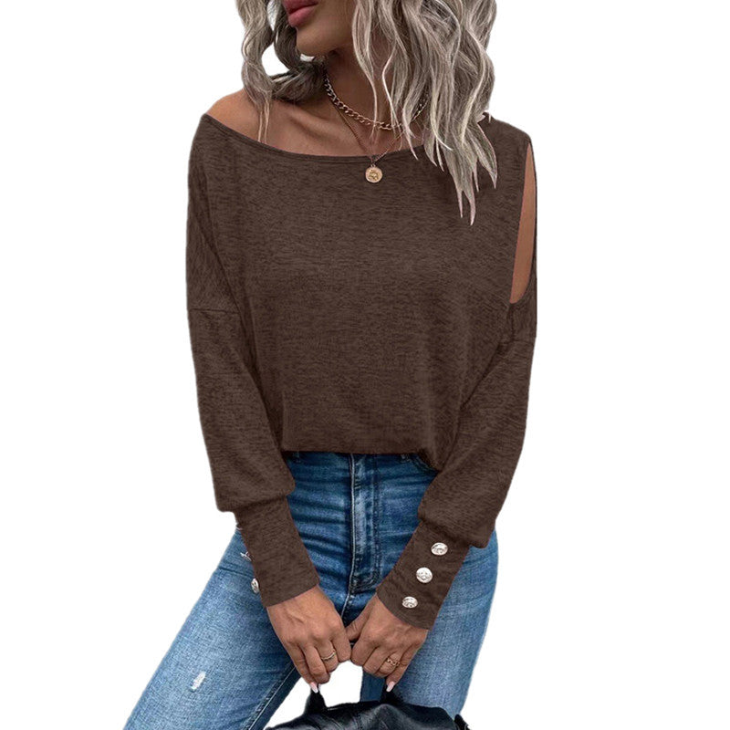 Top femme épaules dénudées à boutons Design élégant