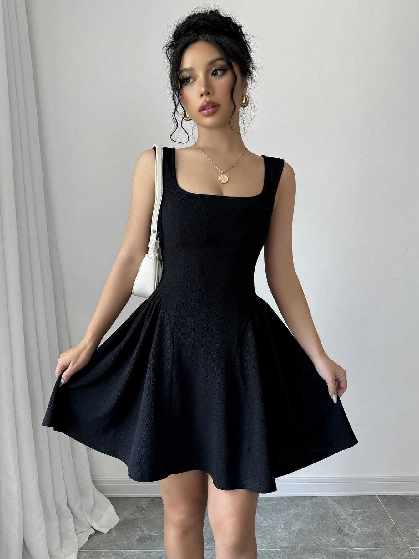 Robe trapèze femme élégante col en V fluide