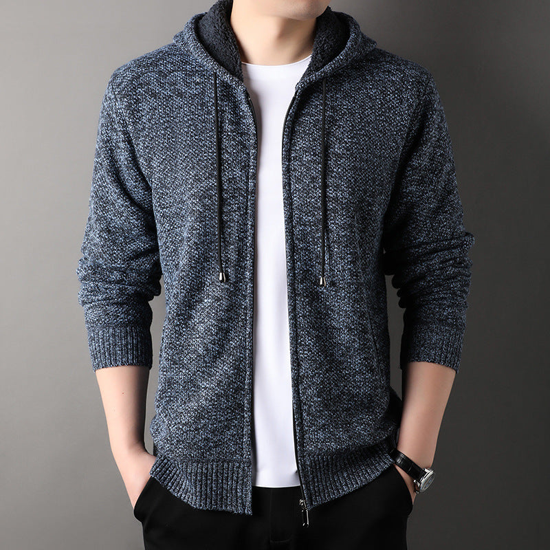 Cardigan Homme Capuche Doublé Doux Tendance