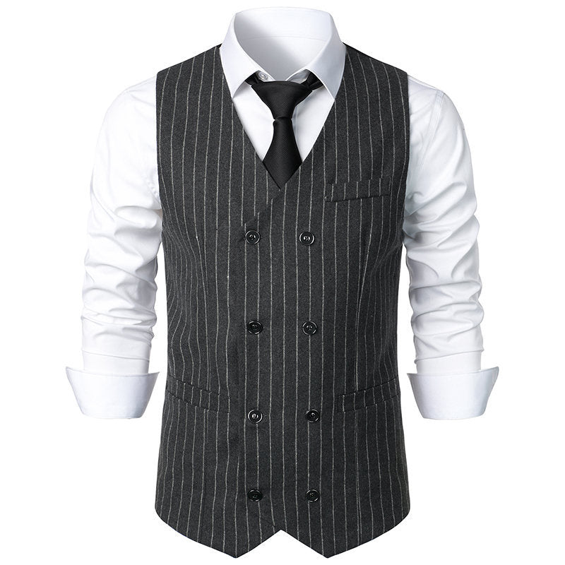 Gilet de costume homme classique à rayures avec poches