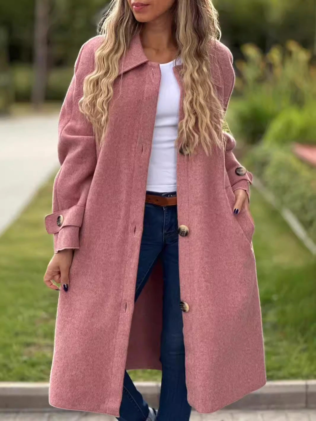 Manteau femme élégant Coupe longue Ample Fermeture boutonnée