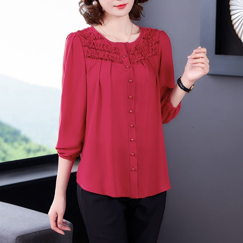 Elegante Bluse Damen Spitze Rundhals - IdealeKleiden