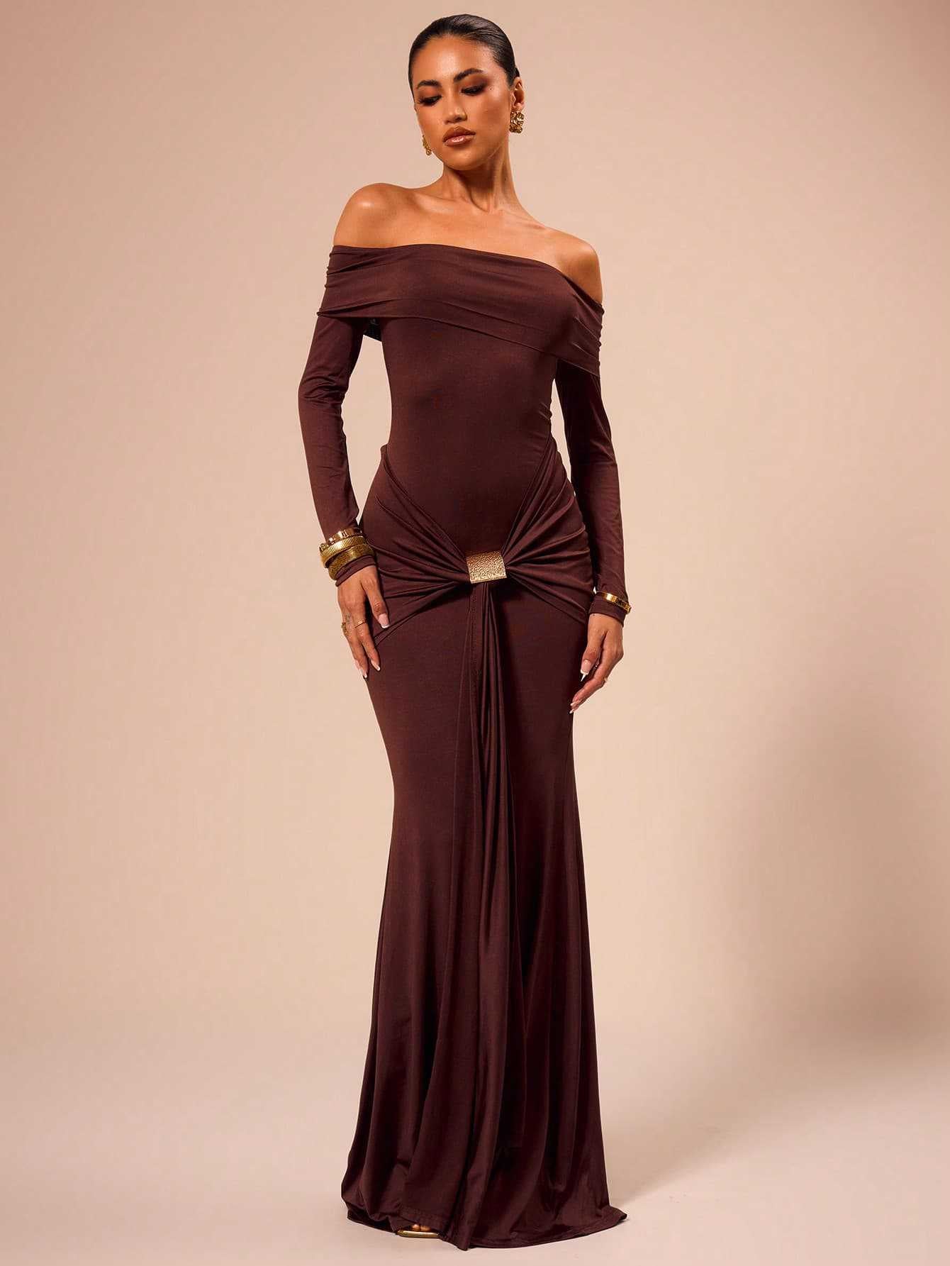 Robe de soirée élégante sans épaules pour femme