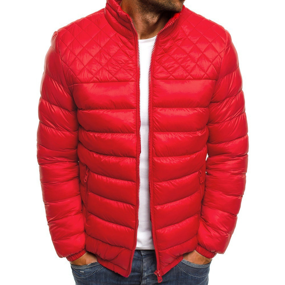Veste d'hiver matelassée pour homme avec col montant et poches zippées
