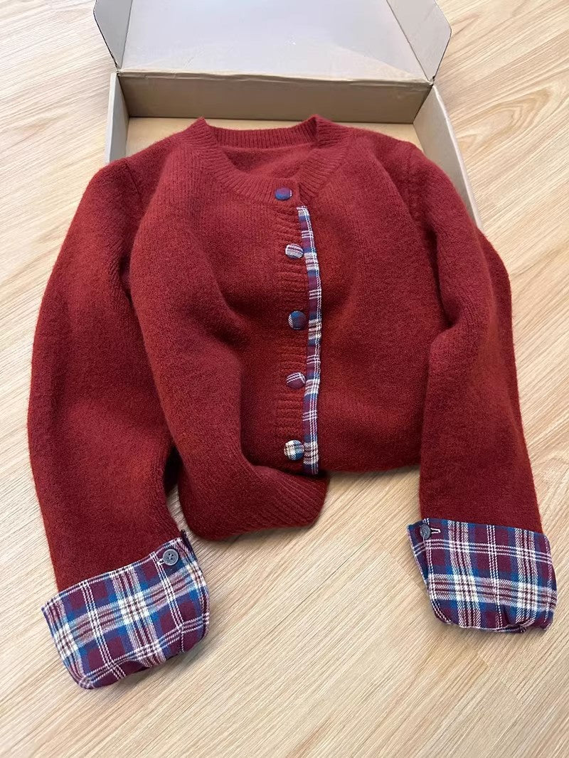 Cardigan femme col contrastant moderne design élégant