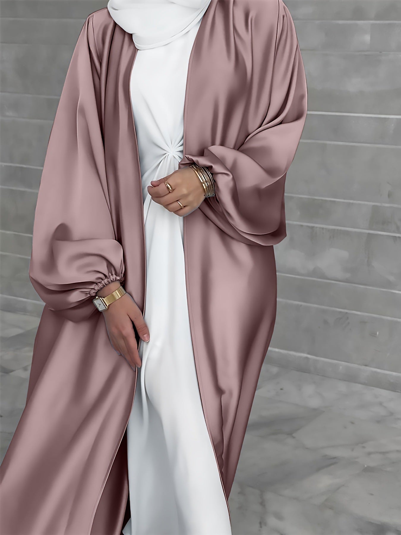 Kimono Veste Doux comme de la soie XXL Ouvert sur le devant Manches longues