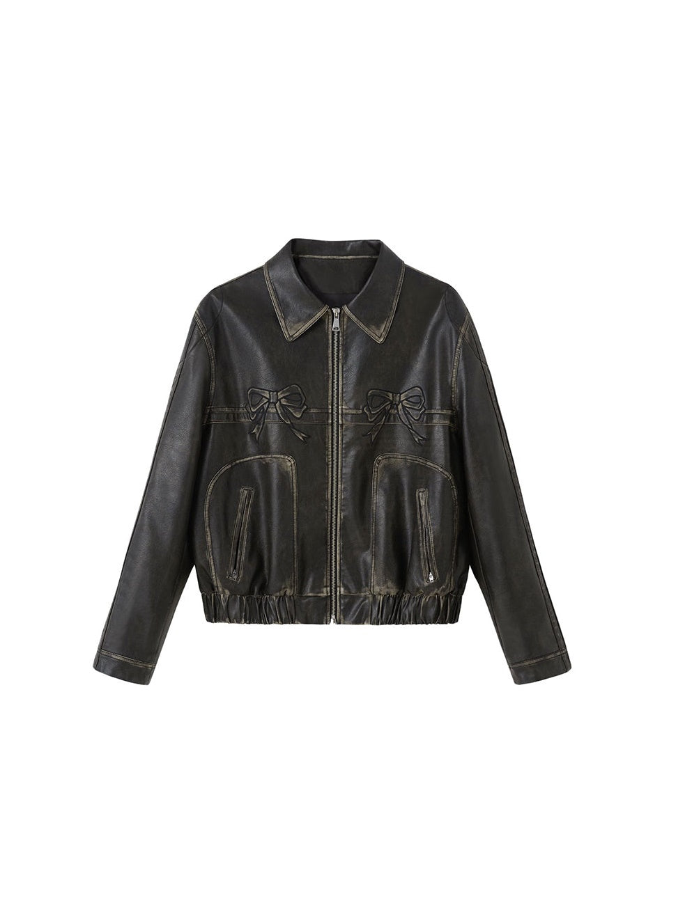 Blouson en cuir élégant pour femme avec fermeture rapide