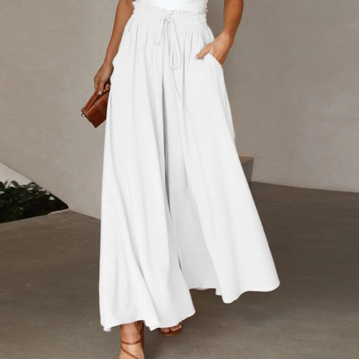 Pantalon Femme Élégant Ample avec Taille Élastique et Poches