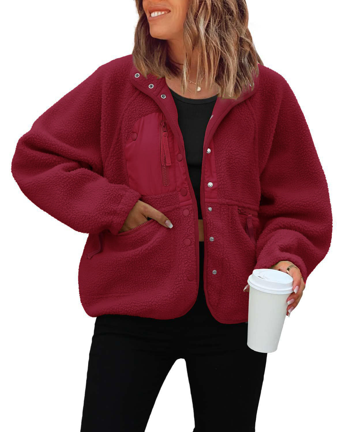 Veste polaire femme douce et chaude avec poches