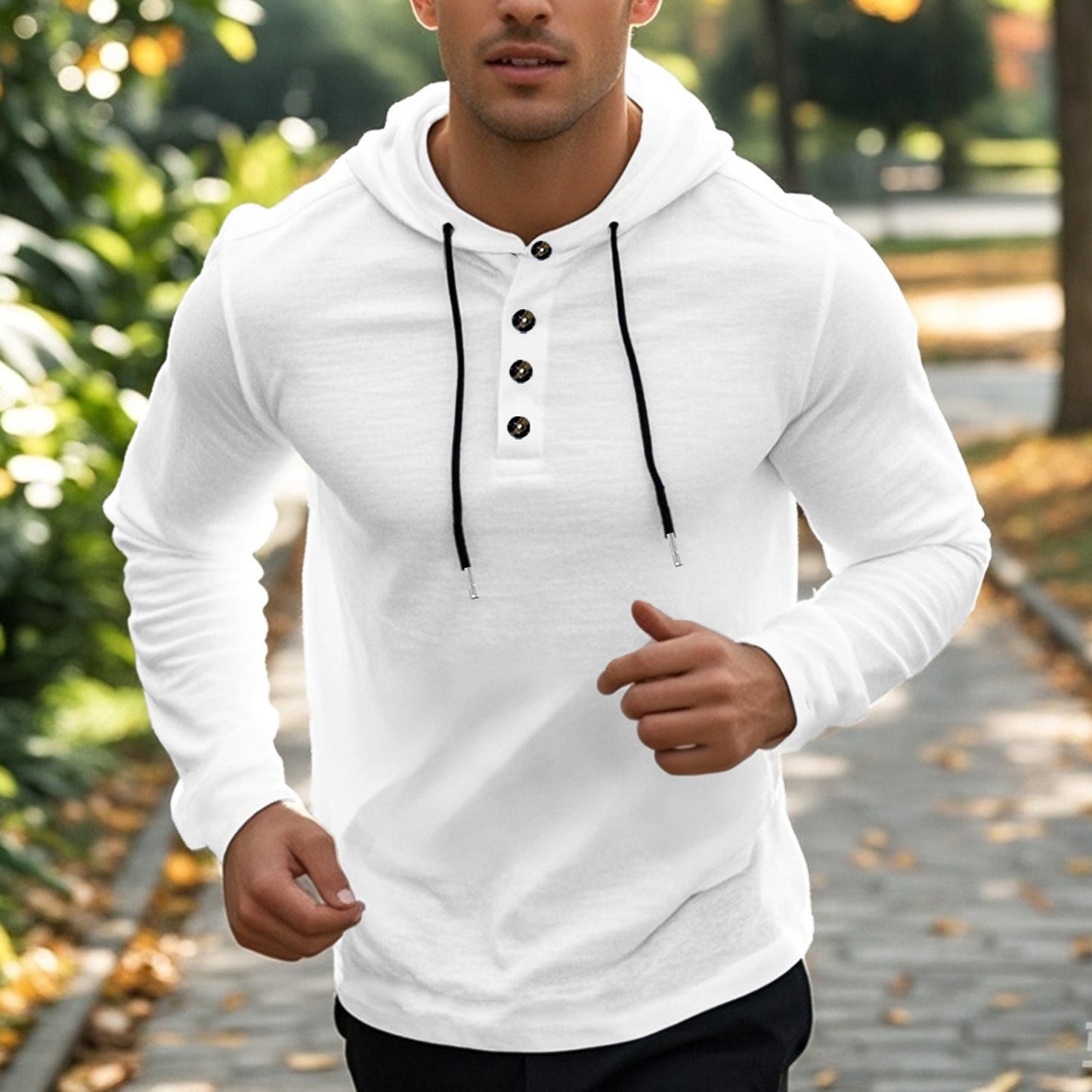 Sweat à capuche sport pour homme avec poches et boutons